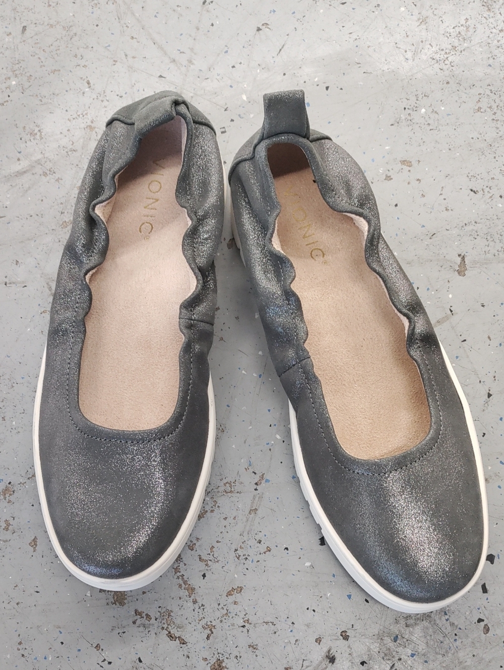 Vionic "Uptown Ballet" Metallic Slip-On Flats